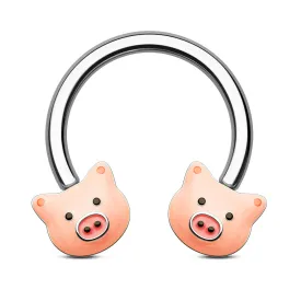 16G Pink Pig Horseshoe Septum Ring
