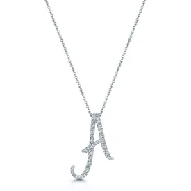 18ct White Gold Diamond Initial "A" Pendant