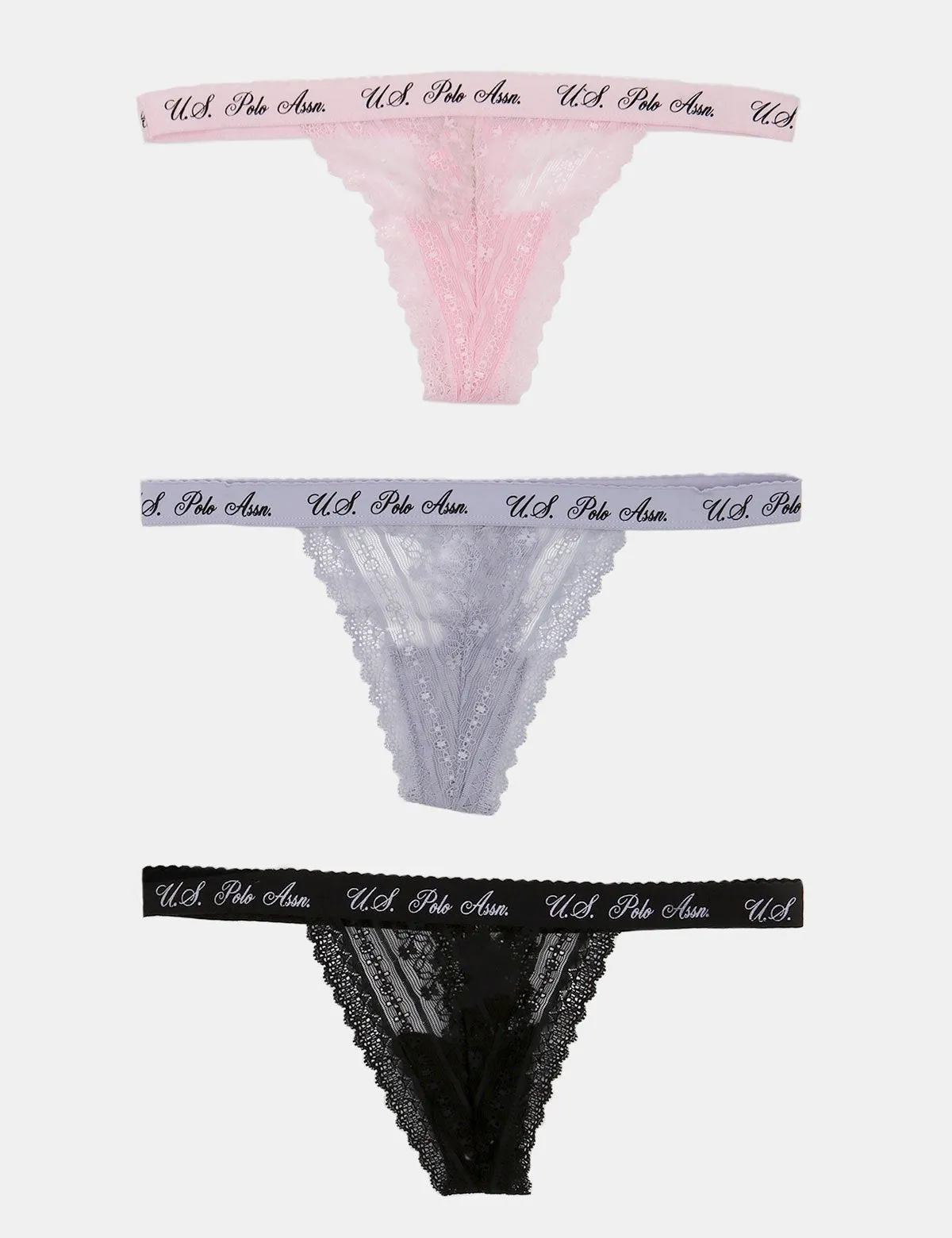 3 Pack Lace Thong