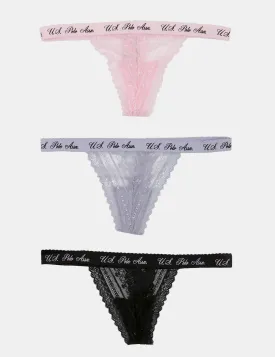 3 Pack Lace Thong