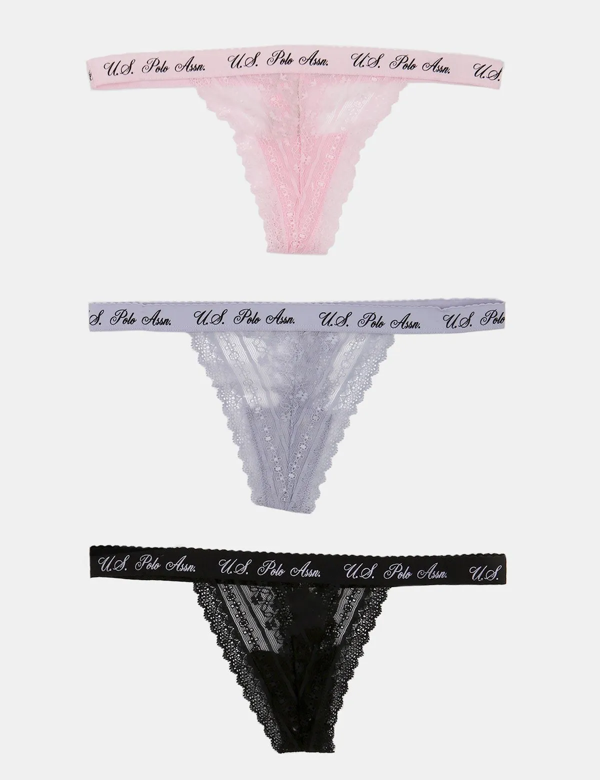 3 Pack Lace Thong