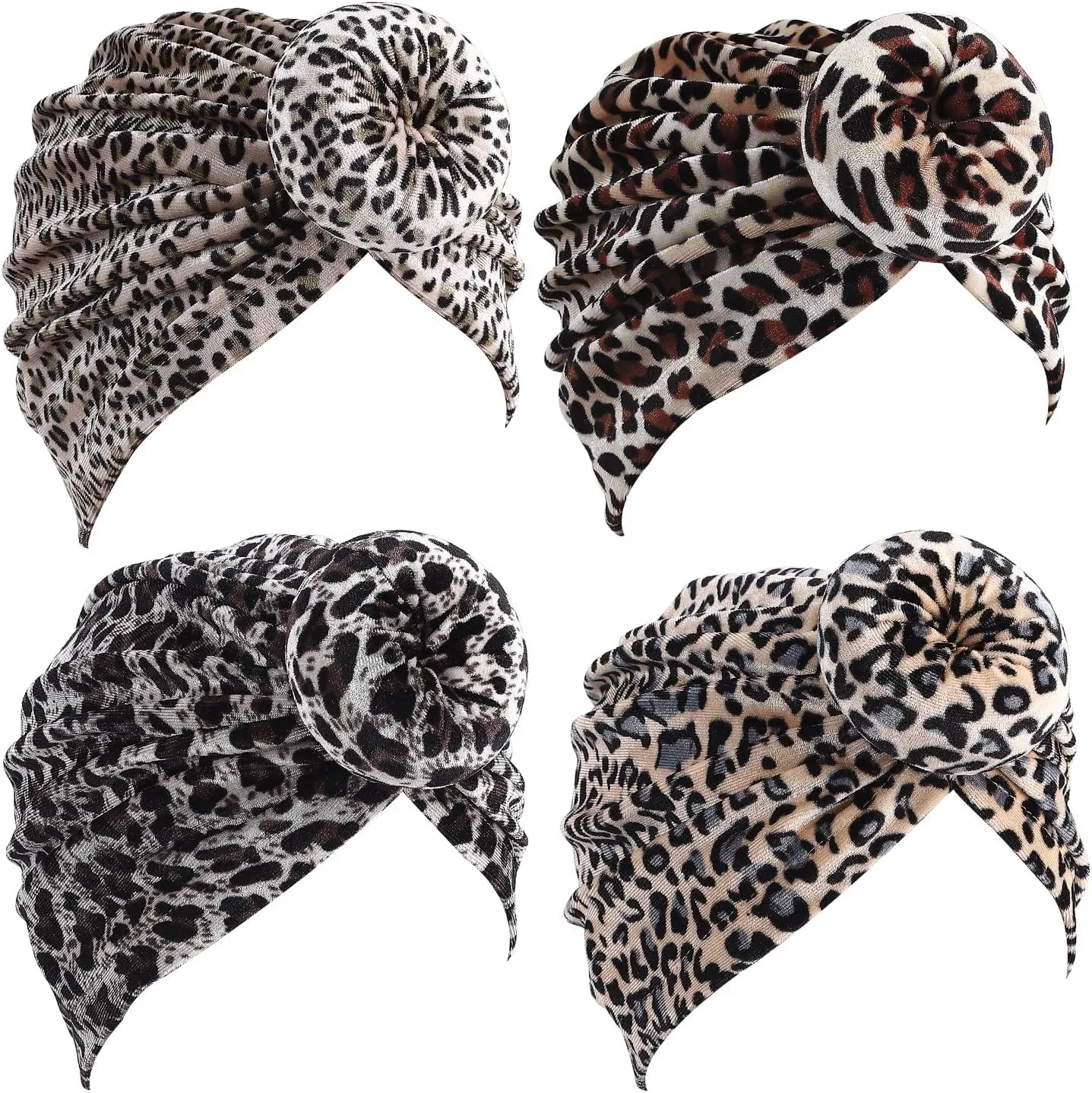 6 Pieces Women Turban Hat Head Wraps for Women Twist Knot Pre-Tied Bonnet Turbans for Women