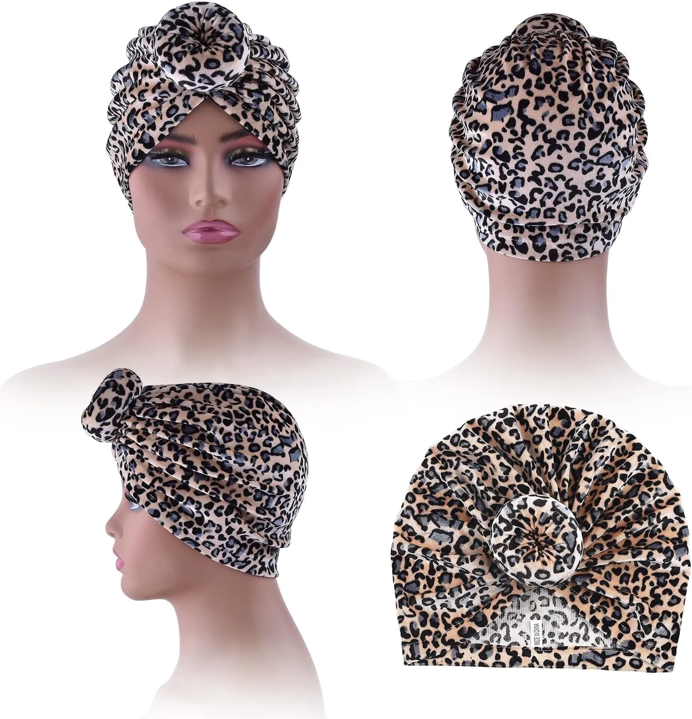 6 Pieces Women Turban Hat Head Wraps for Women Twist Knot Pre-Tied Bonnet Turbans for Women