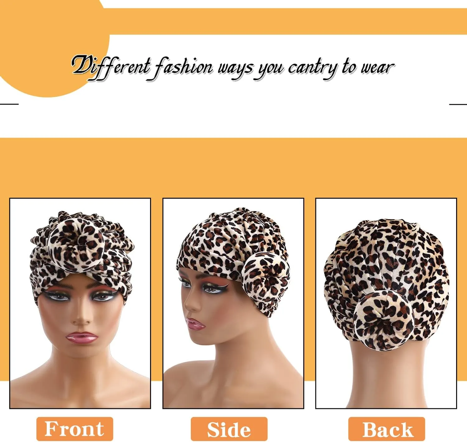 6 Pieces Women Turban Hat Head Wraps for Women Twist Knot Pre-Tied Bonnet Turbans for Women