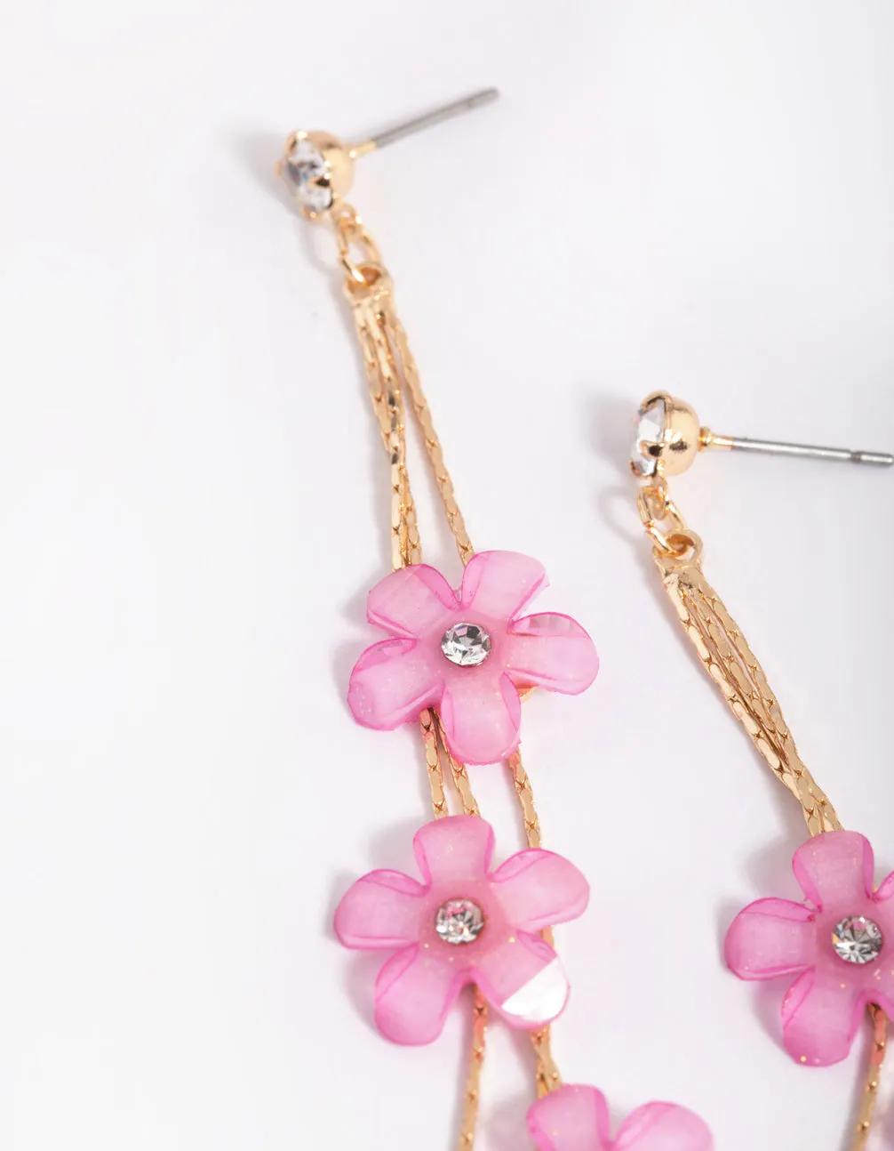 90s Pink Flower Drop Earrings