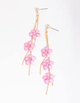 90s Pink Flower Drop Earrings