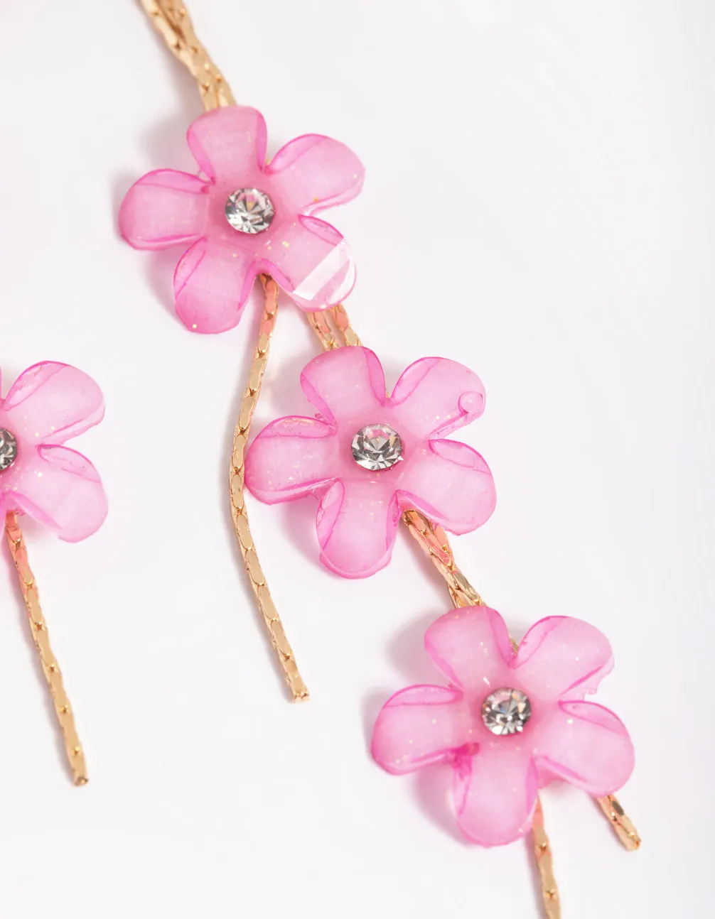 90s Pink Flower Drop Earrings