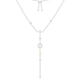 Adjustable Necklace with White Nacre and Pearl Pendant