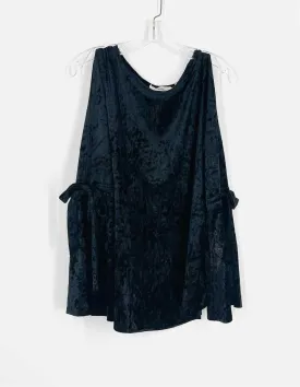 Andree Size L Black Cold Shoulder Velour Tops Top-Long Sleeve