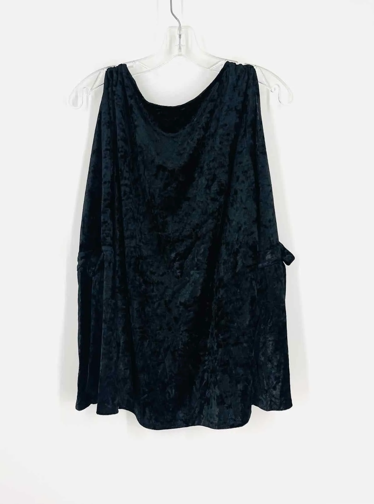 Andree Size L Black Cold Shoulder Velour Tops Top-Long Sleeve