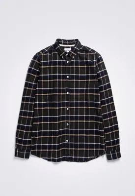 Anton Organic Flannel Check Shirt - Beech Green