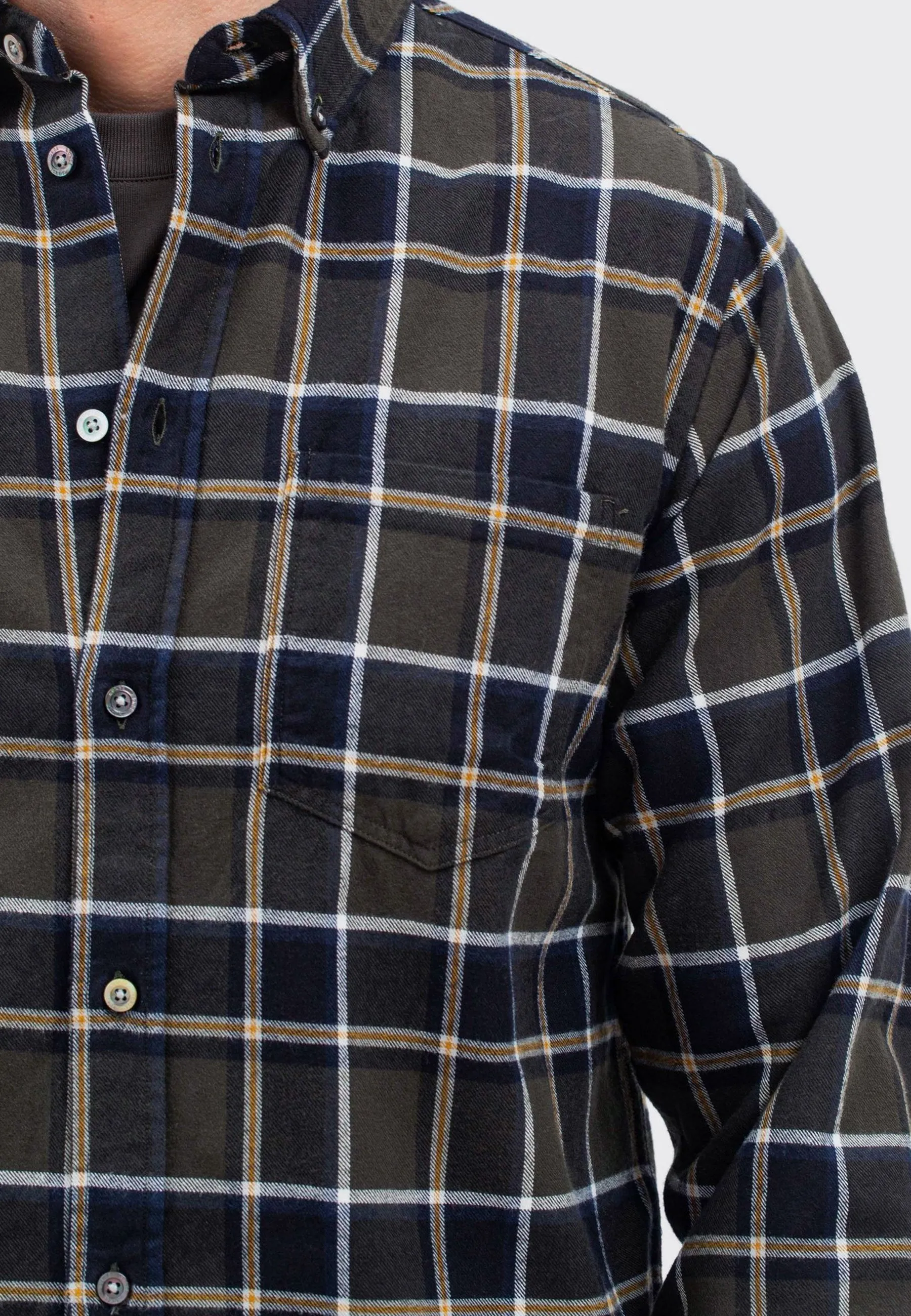 Anton Organic Flannel Check Shirt - Beech Green