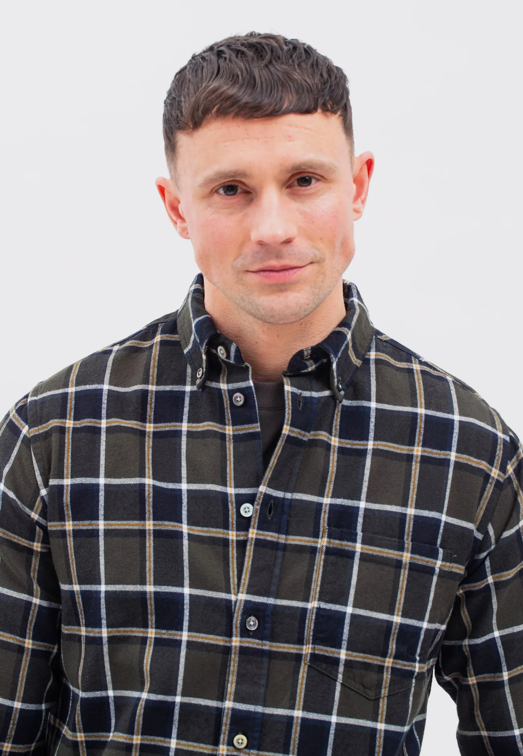 Anton Organic Flannel Check Shirt - Beech Green