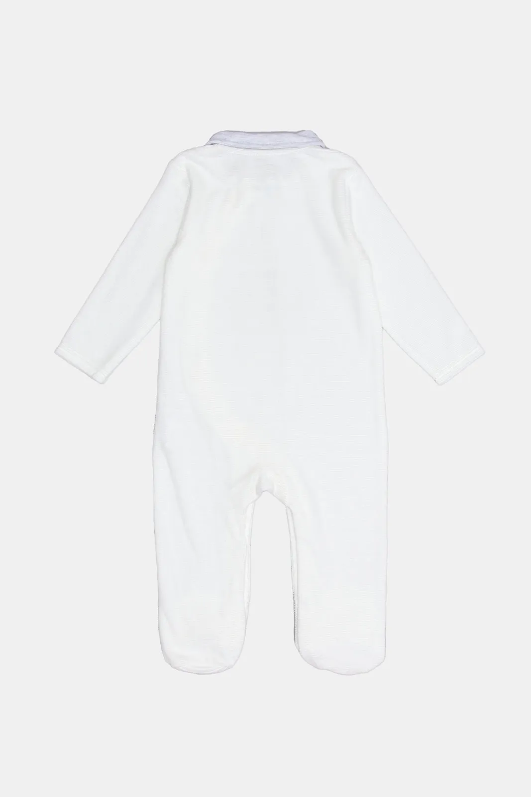 Babies White Printed Sleepsuit