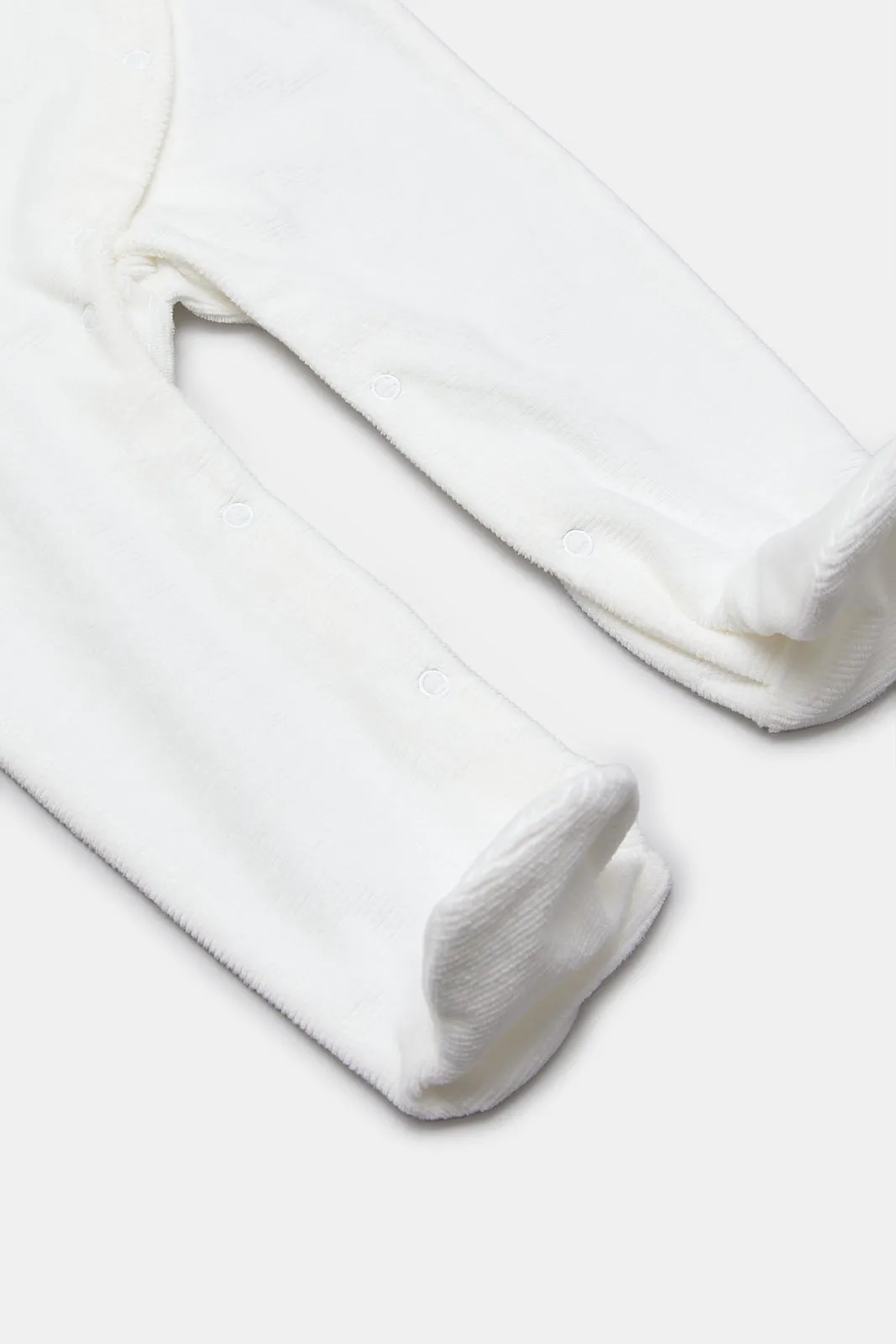 Babies White Printed Sleepsuit