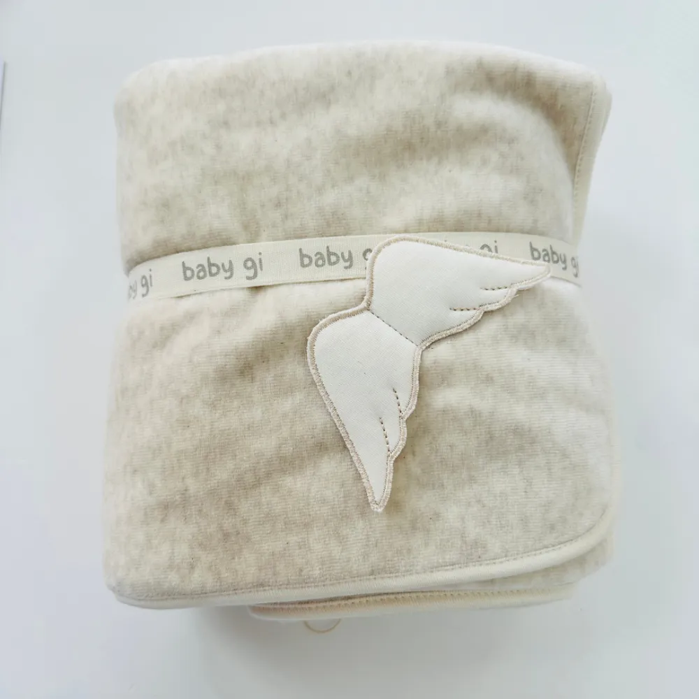 Baby Gi Beige Angel Wings Velour Cot Blanket