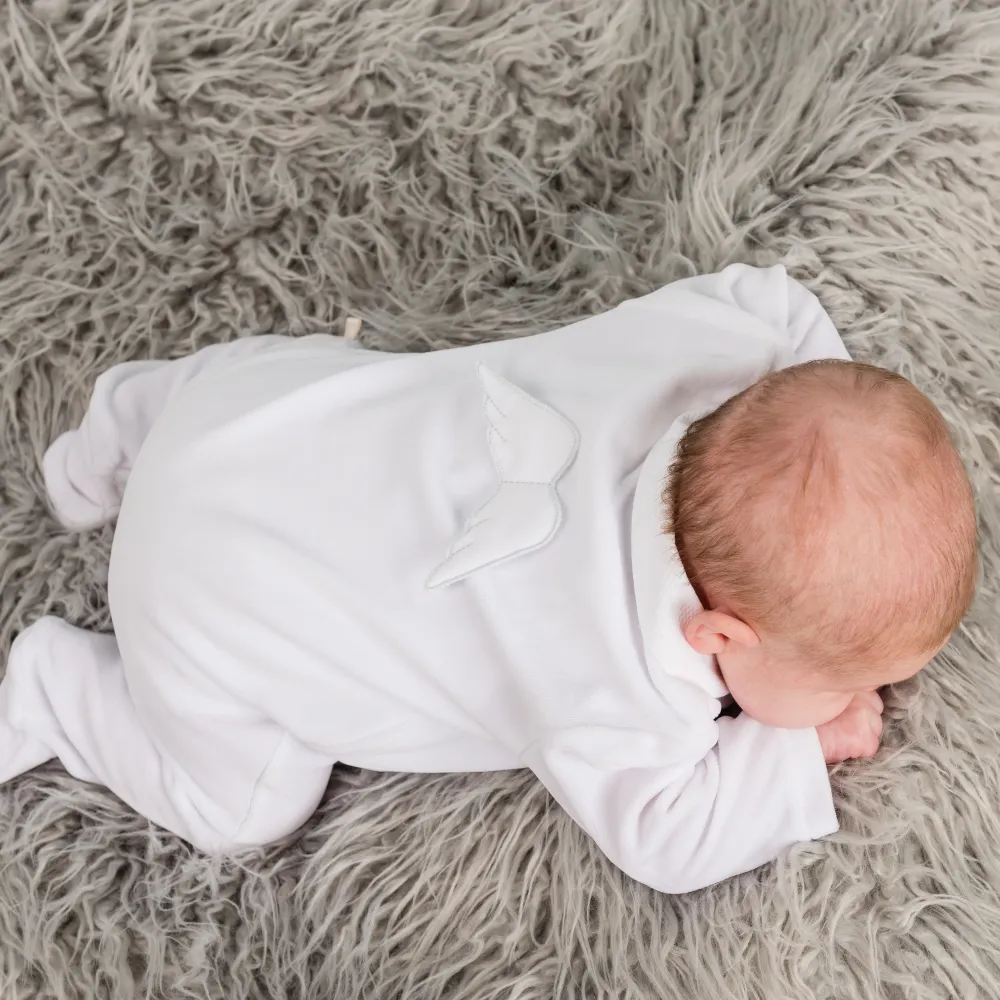 Baby Gi White Angel Velour Sleepsuit