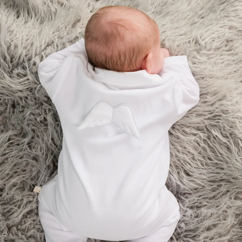 Baby Gi White Angel Velour Sleepsuit