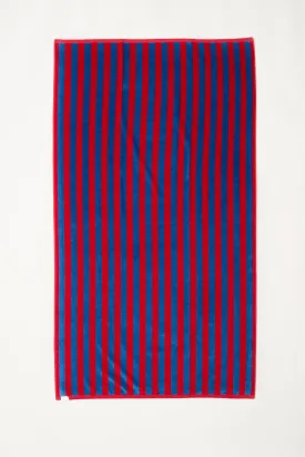 Beach Towel in French Blue/Jester Red Stripe