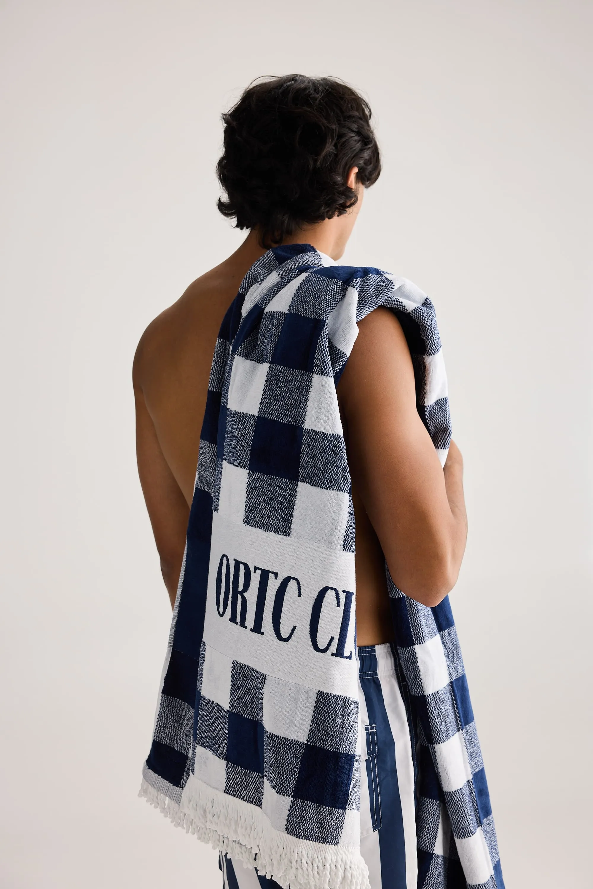 Beach Towel Navy Gingham