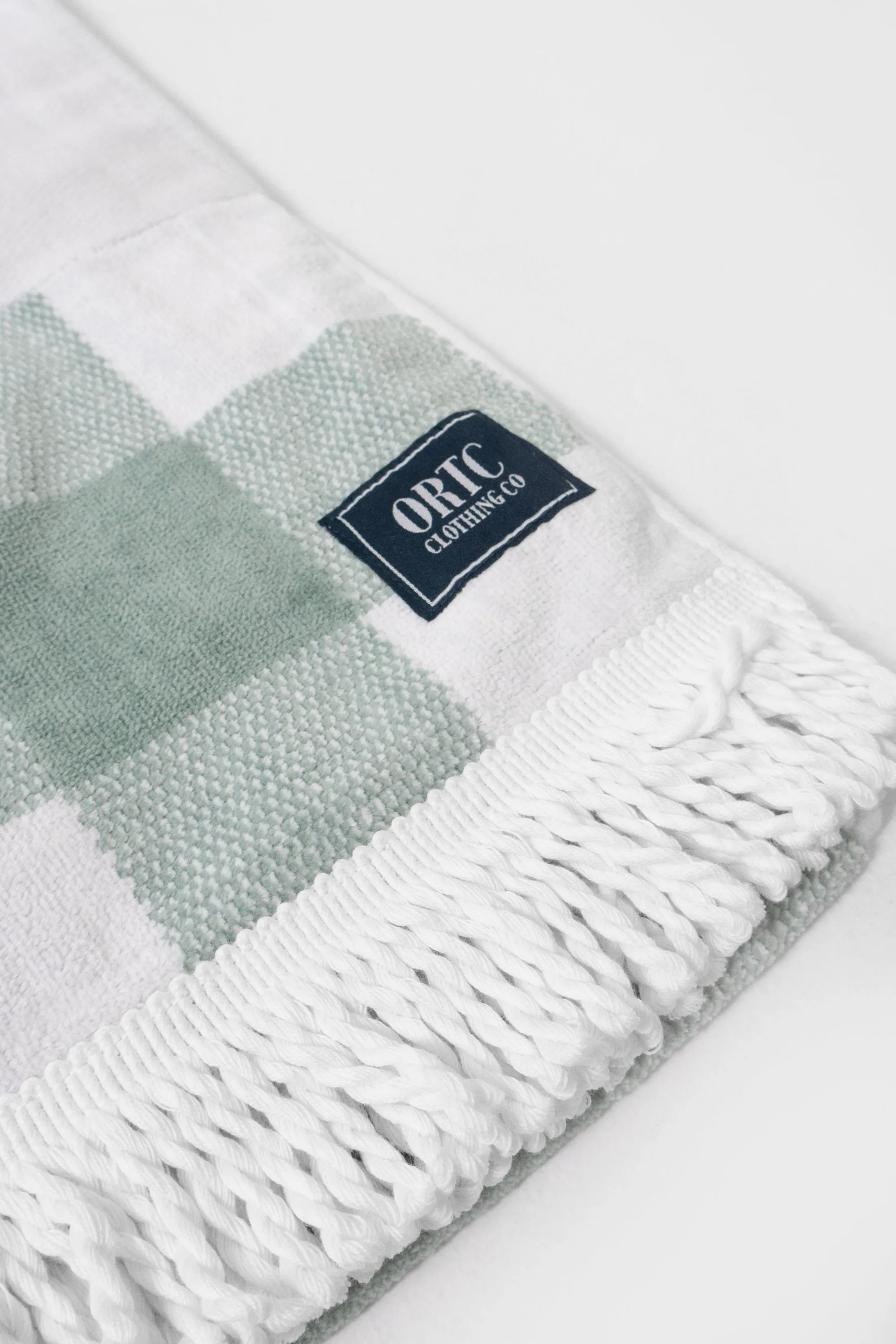 Beach Towel Olive Gingham
