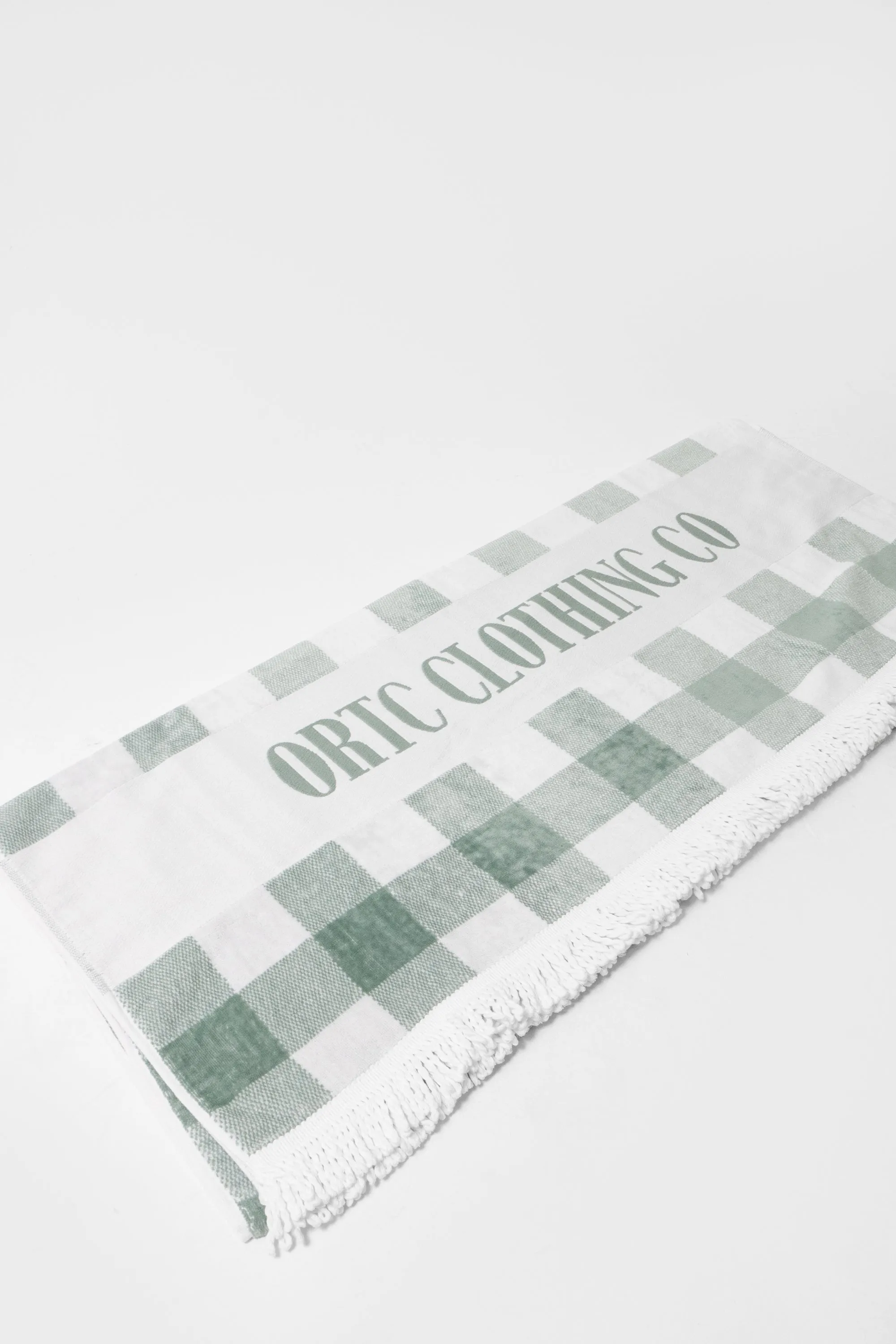 Beach Towel Olive Gingham