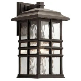 Beacon Square 18 In 1-Light Outdoor Wall Light with Clear Hammered Glass, Bronze Finish
