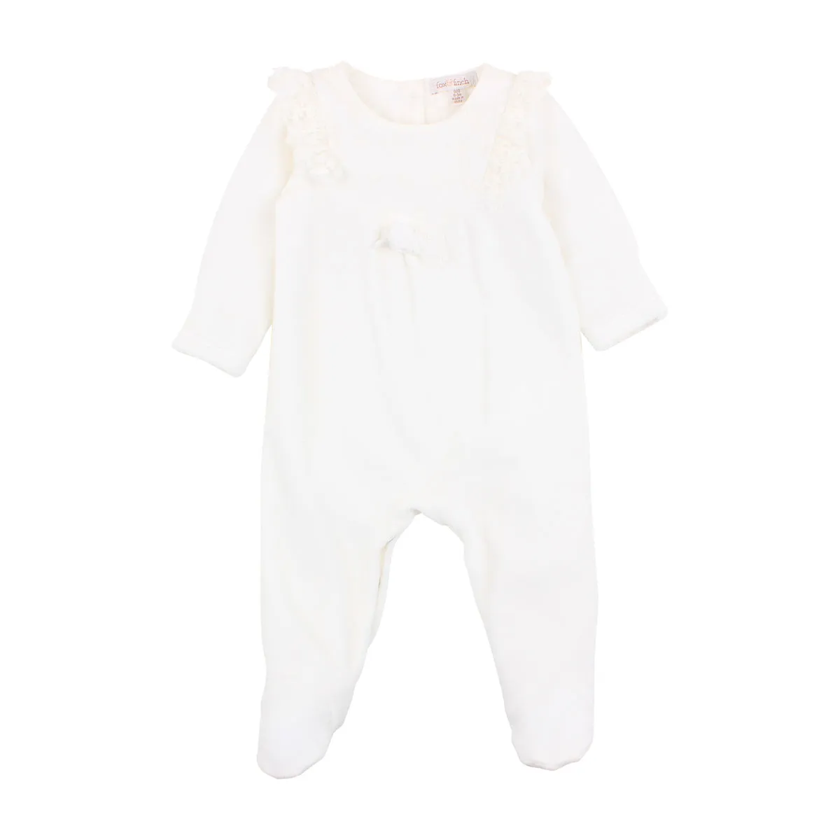 Bebe Velour Lace Romper in Cloud (Size NB-12M)