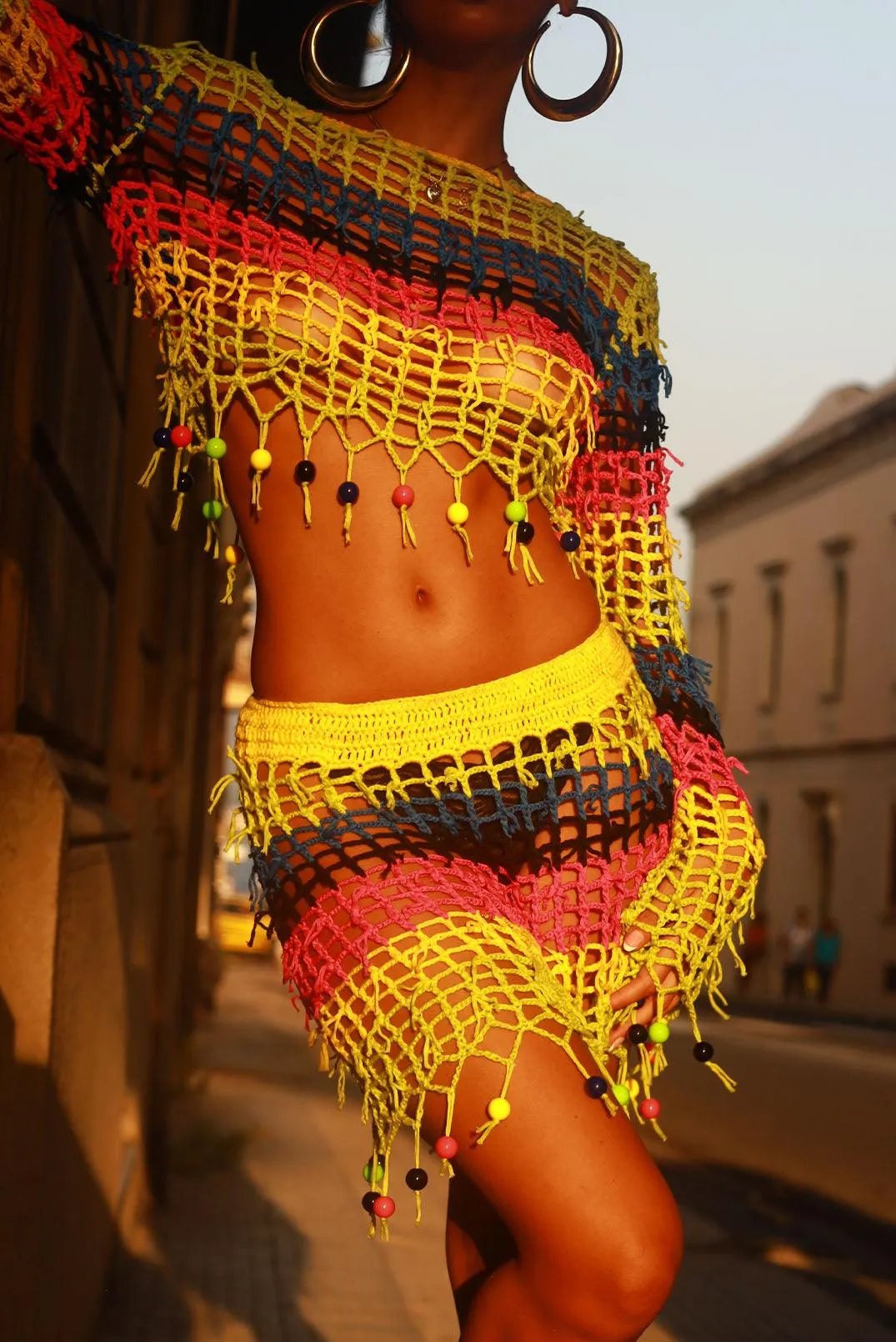 Bonet Crochet Multi Color Mini Skirt