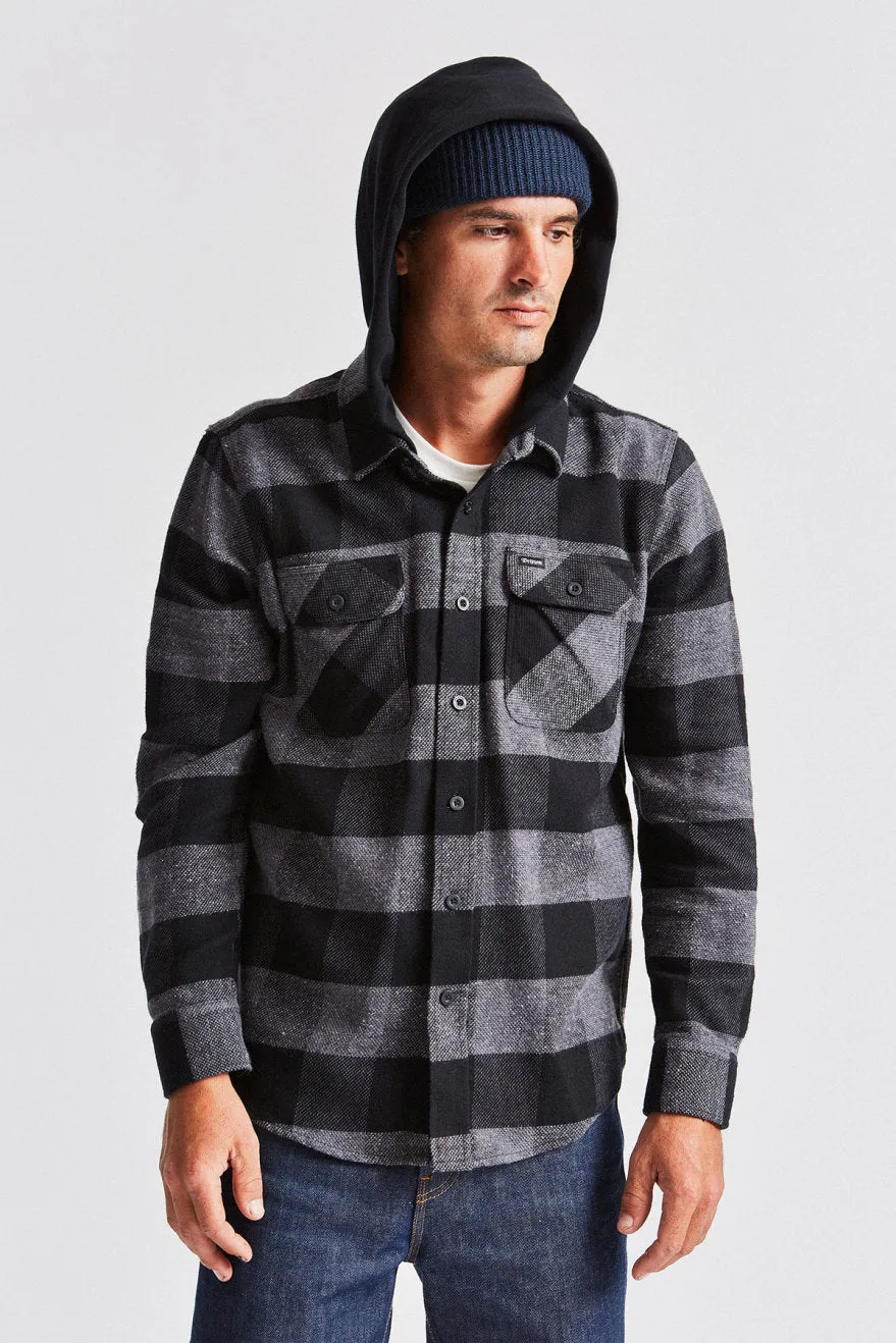 Bowery Hood L/S Flannel - Black/Heather Grey