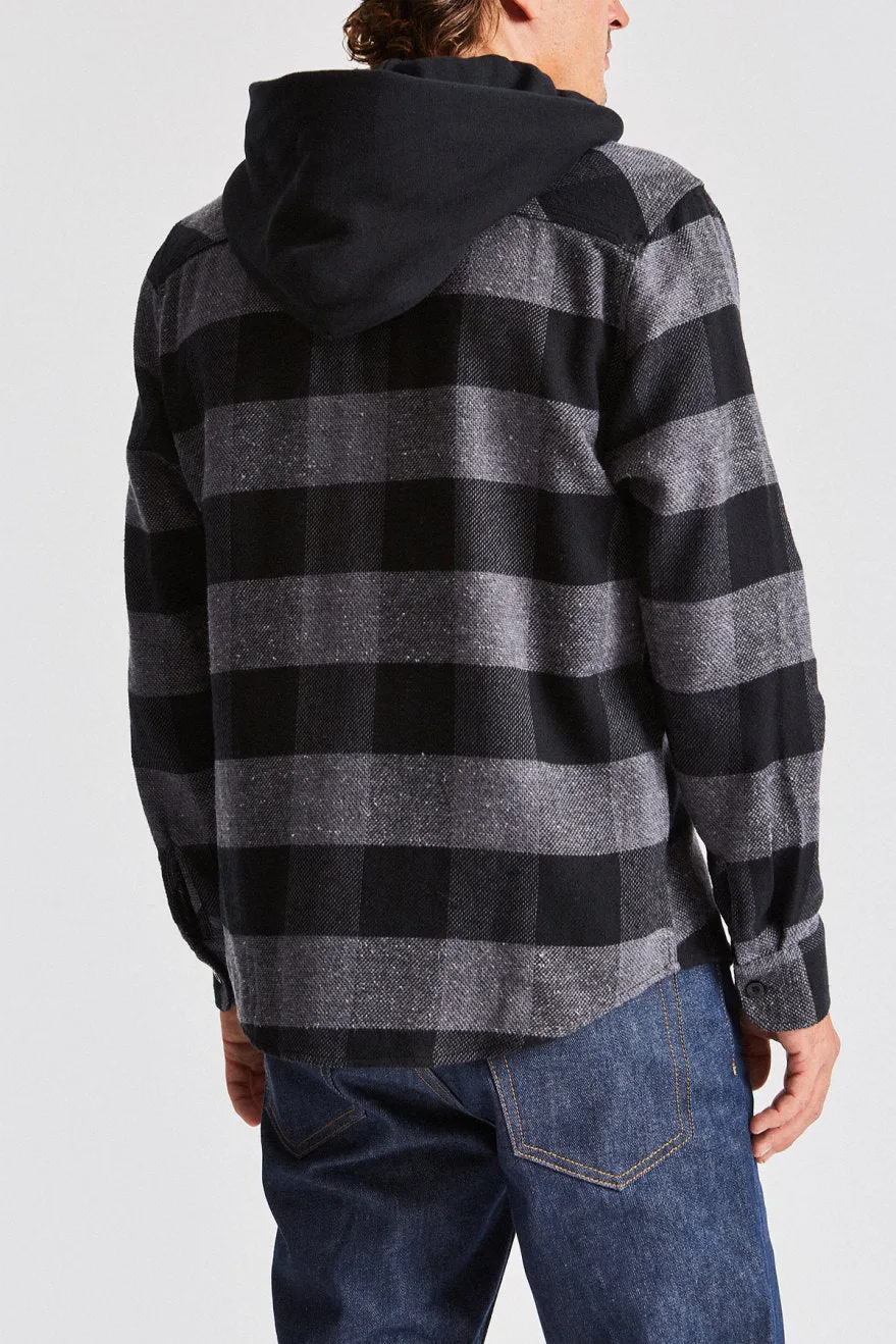 Bowery Hood L/S Flannel - Black/Heather Grey