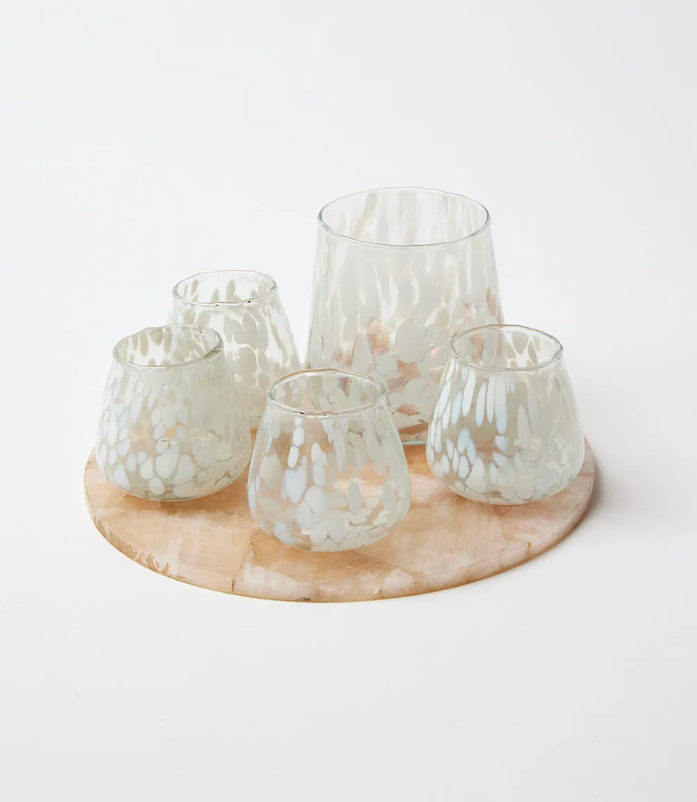 Bronze & White Glass Candleholder