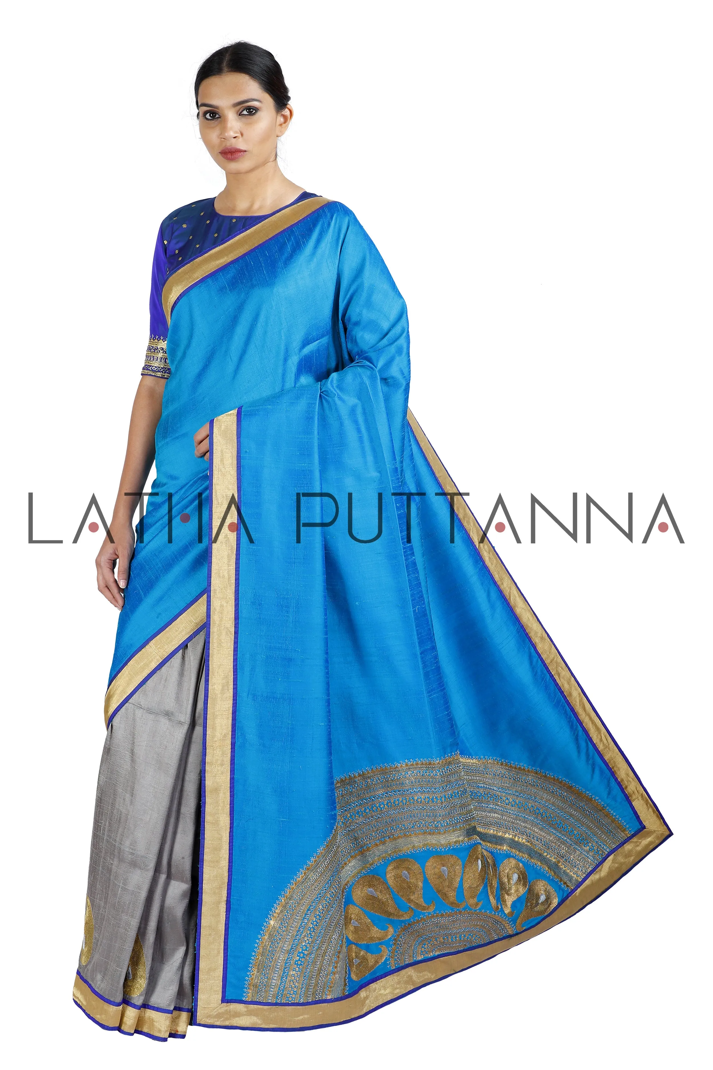 Chandrika - Two Colour Half and Half Silk Saree