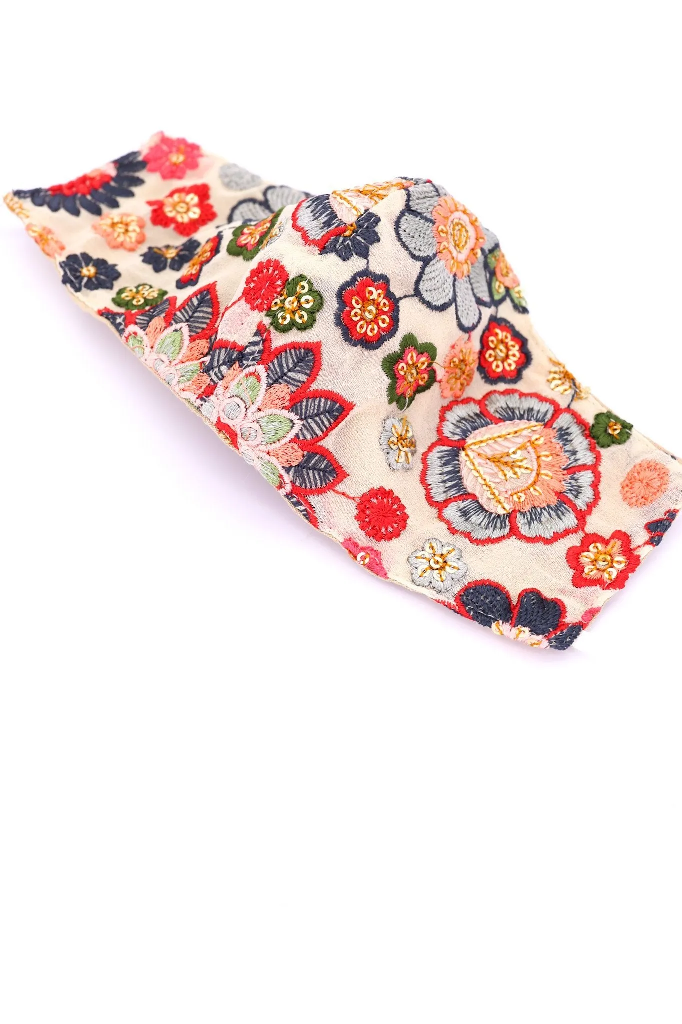 CHIFFON SILK COTTON EMBROIDERED FACE MASK JAX