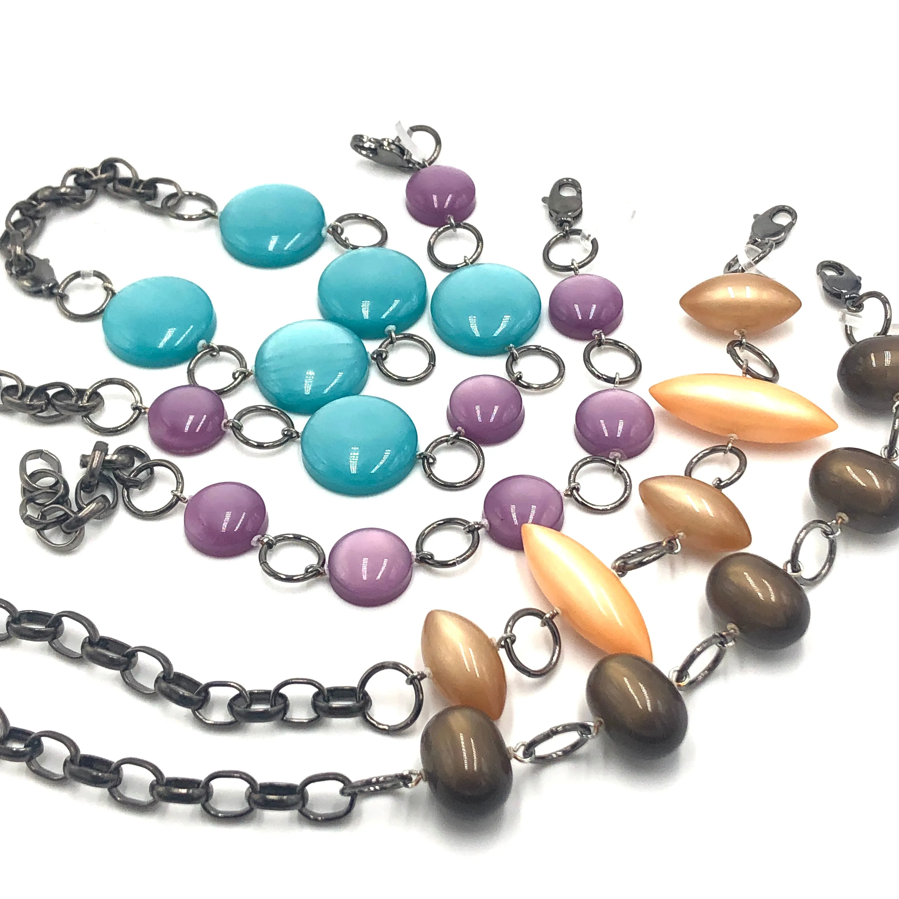 Chocolate Moonglow & Gold Stations Bracelet