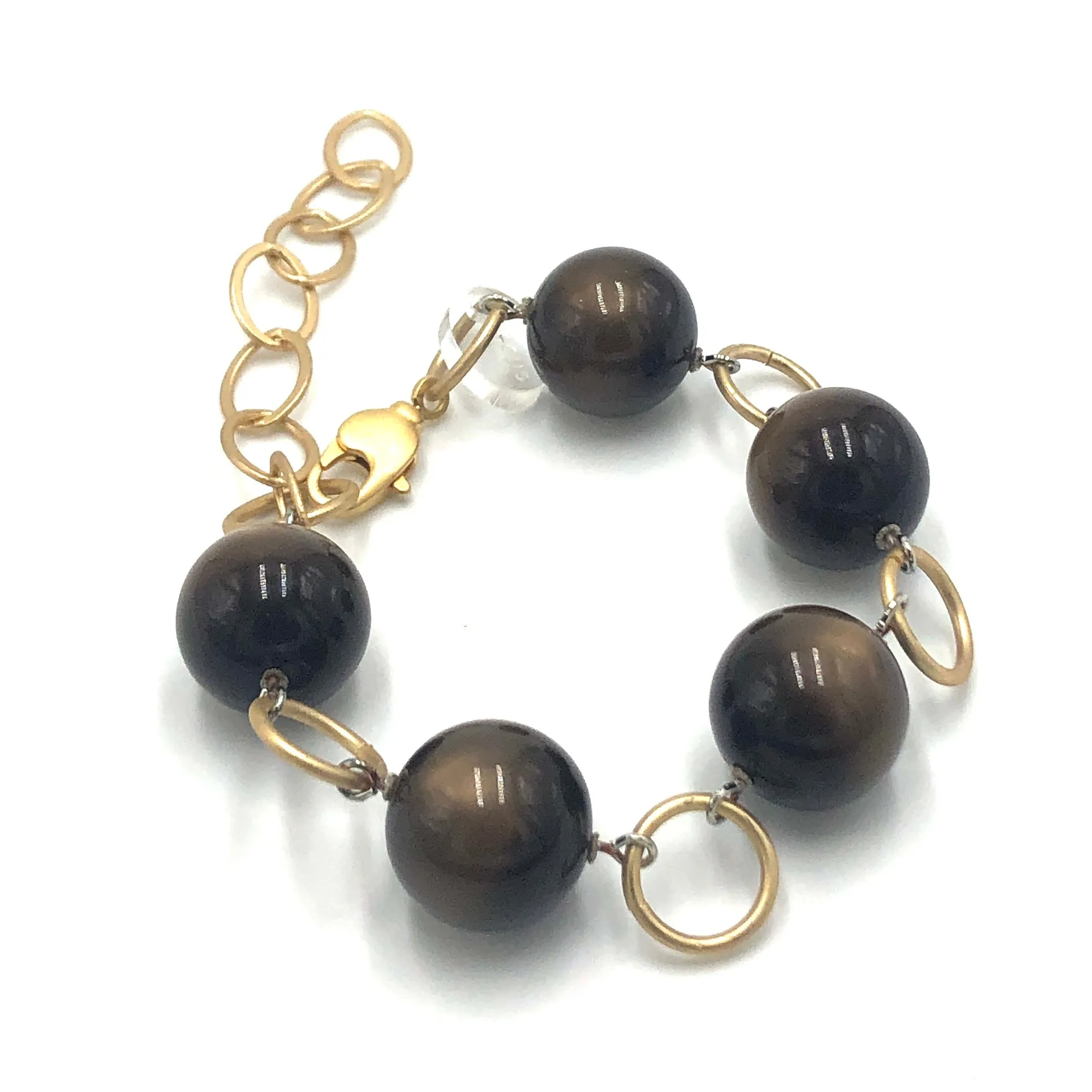 Chocolate Moonglow & Gold Stations Bracelet