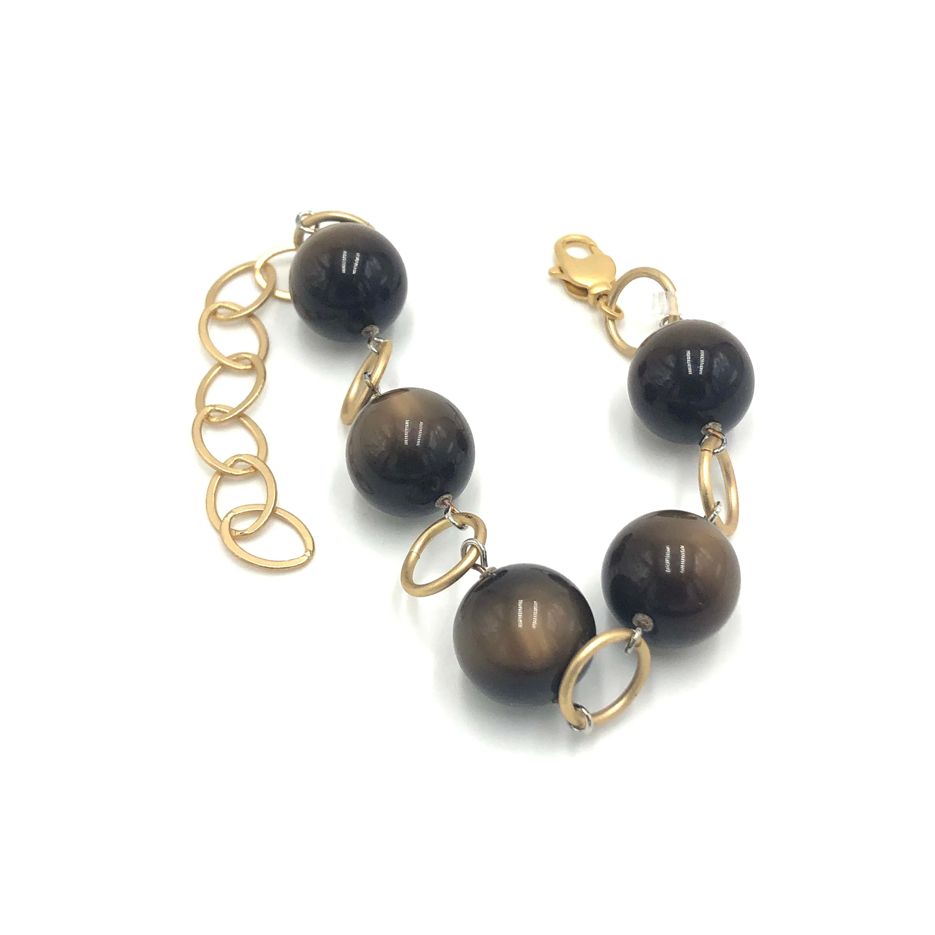 Chocolate Moonglow & Gold Stations Bracelet