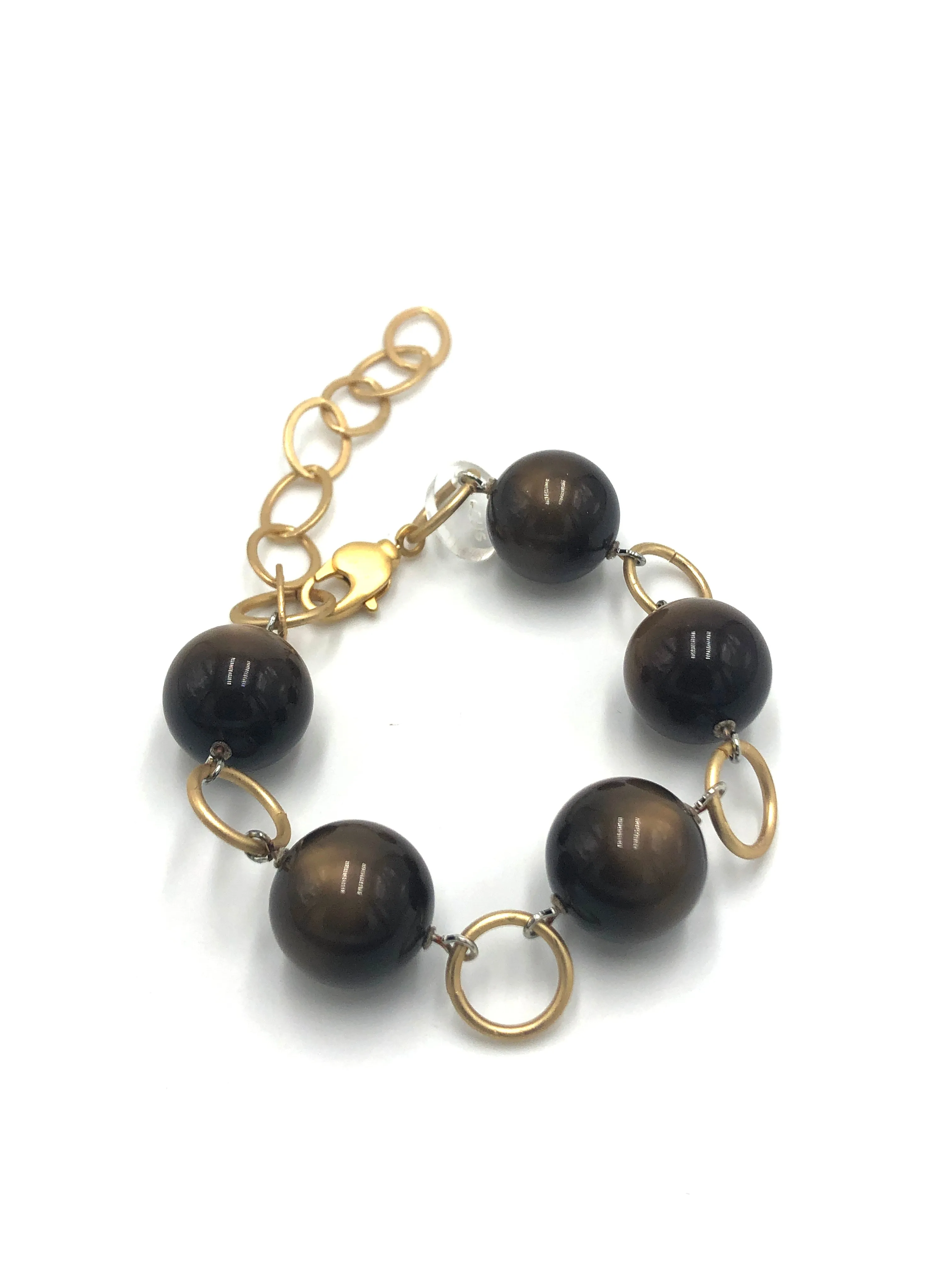 Chocolate Moonglow & Gold Stations Bracelet