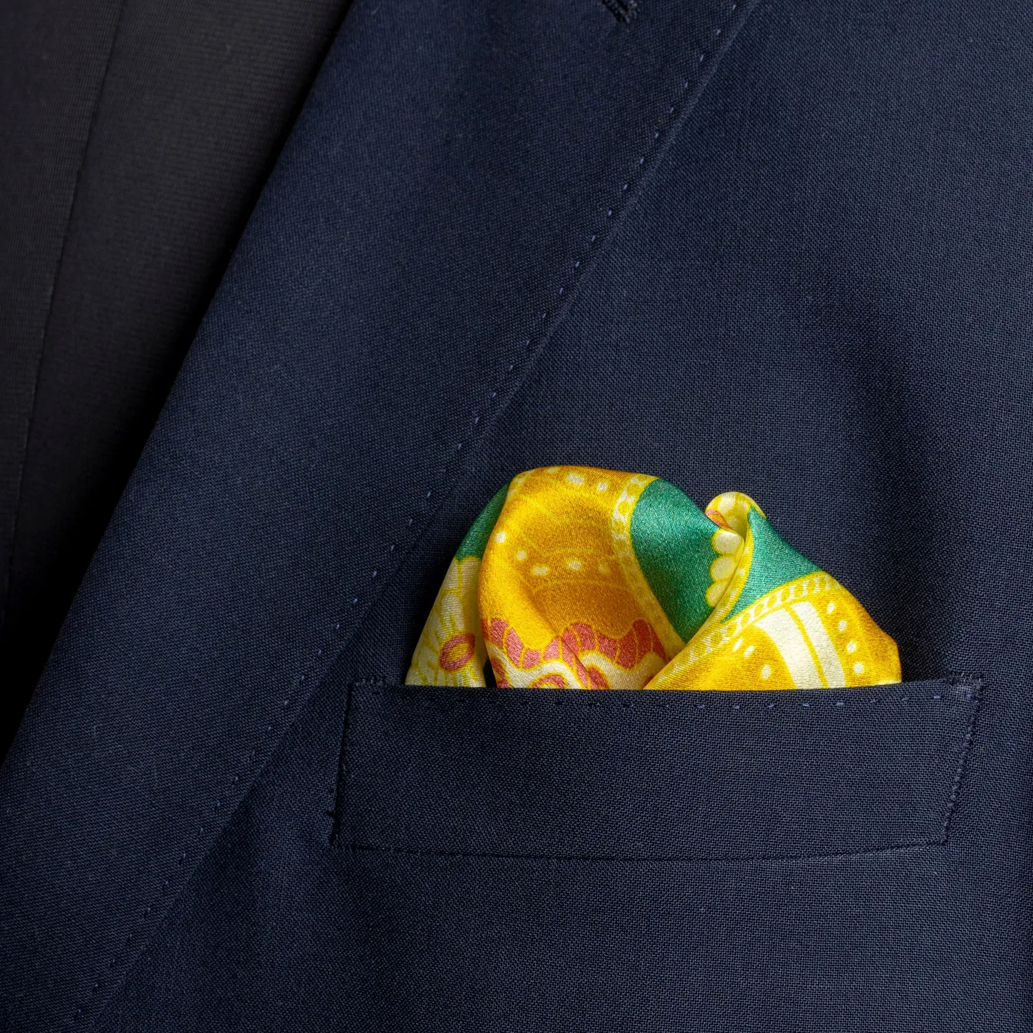 Chokore Green Satin Silk pocket square from the Indian at Heart Collection