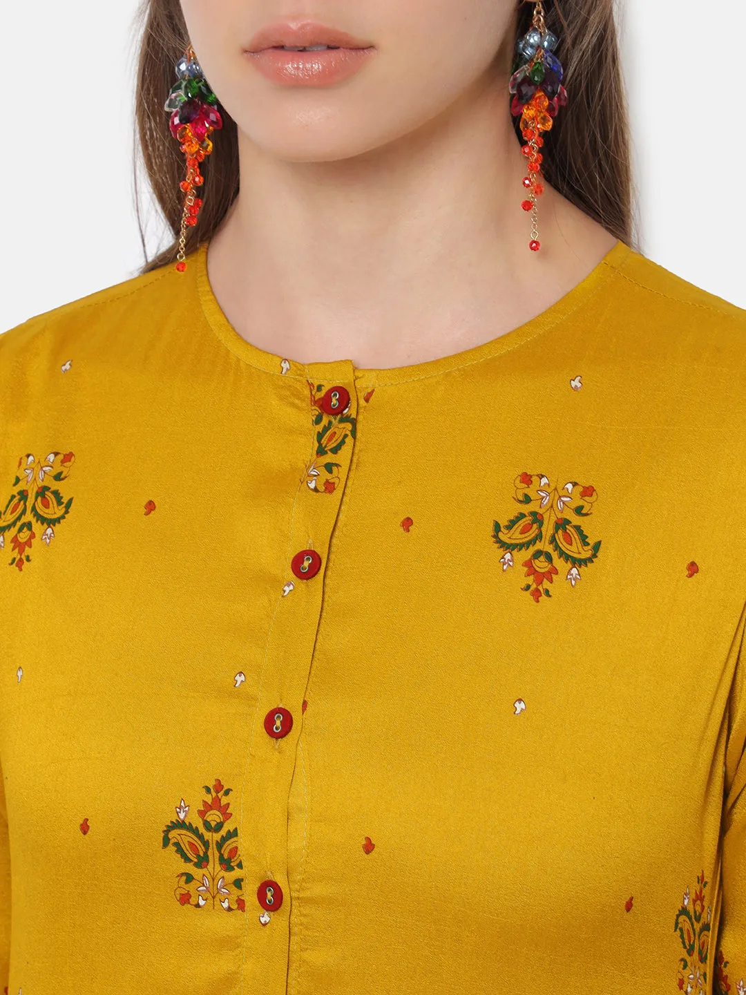 Dhuri Mustard Printed Kurta