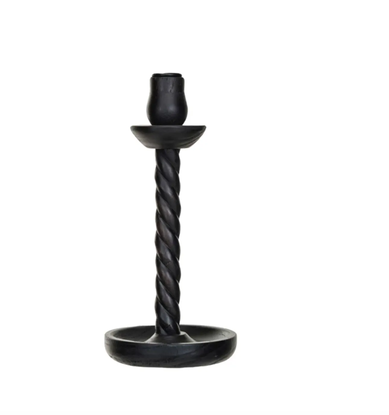 Distressed Black Carved Taper Holder, 3 styles