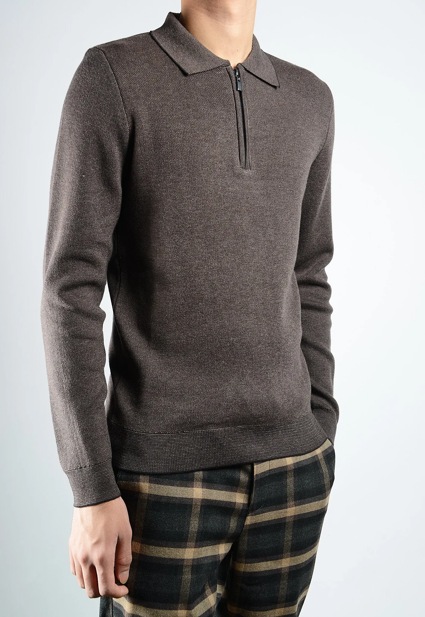 DT 1/4 Zip Melange Polo Ls