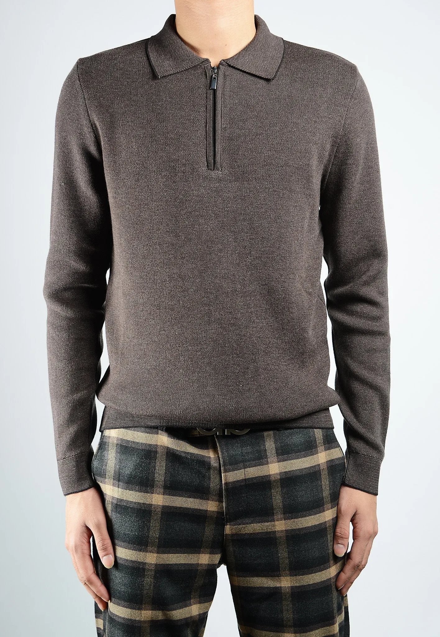 DT 1/4 Zip Melange Polo Ls