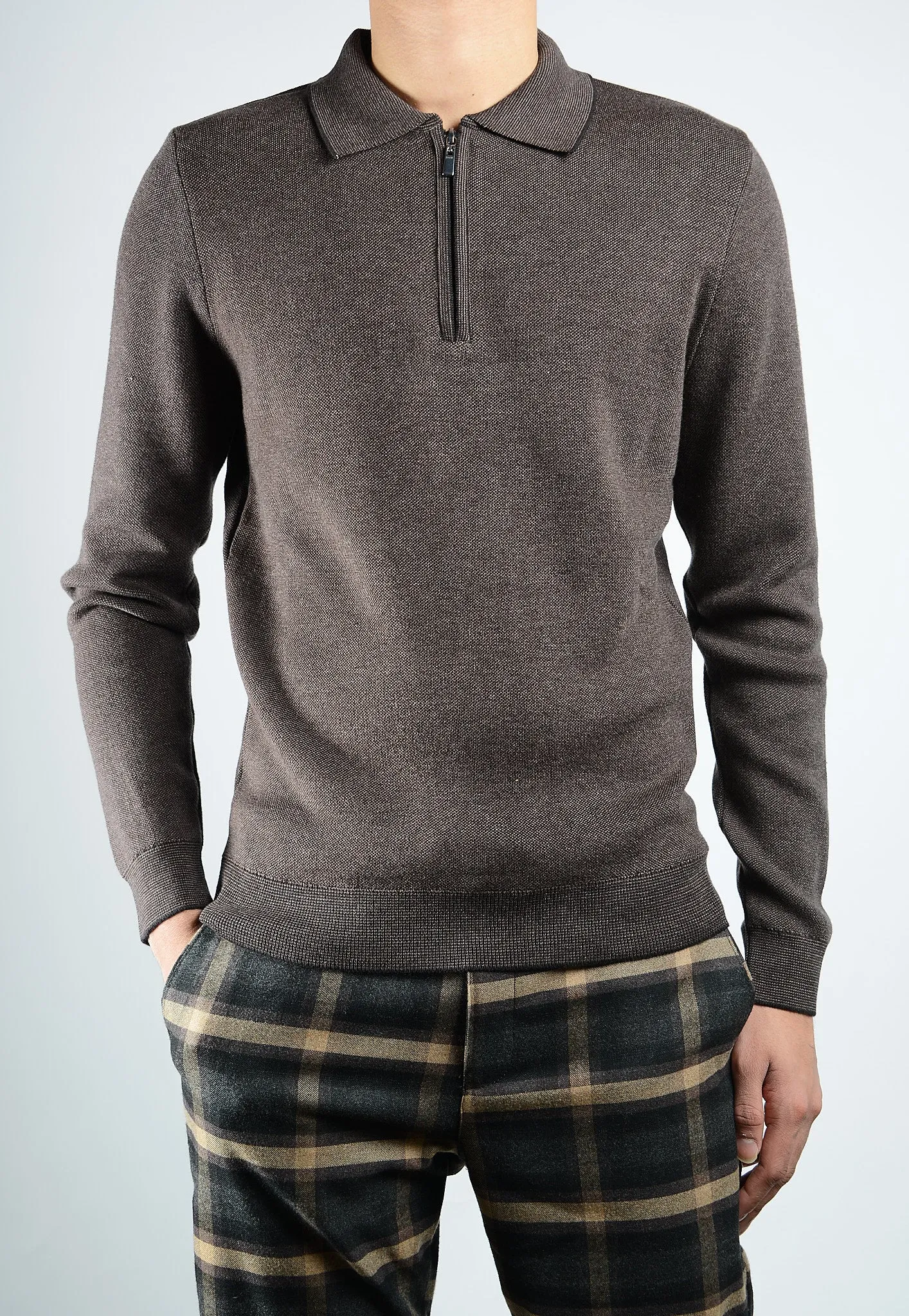 DT 1/4 Zip Melange Polo Ls