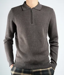 DT 1/4 Zip Melange Polo Ls