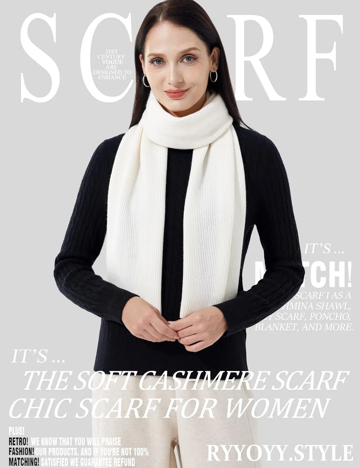 Elegant 100% Cashmere Scarf for Women Luxury Warm Scarves with Gift Box