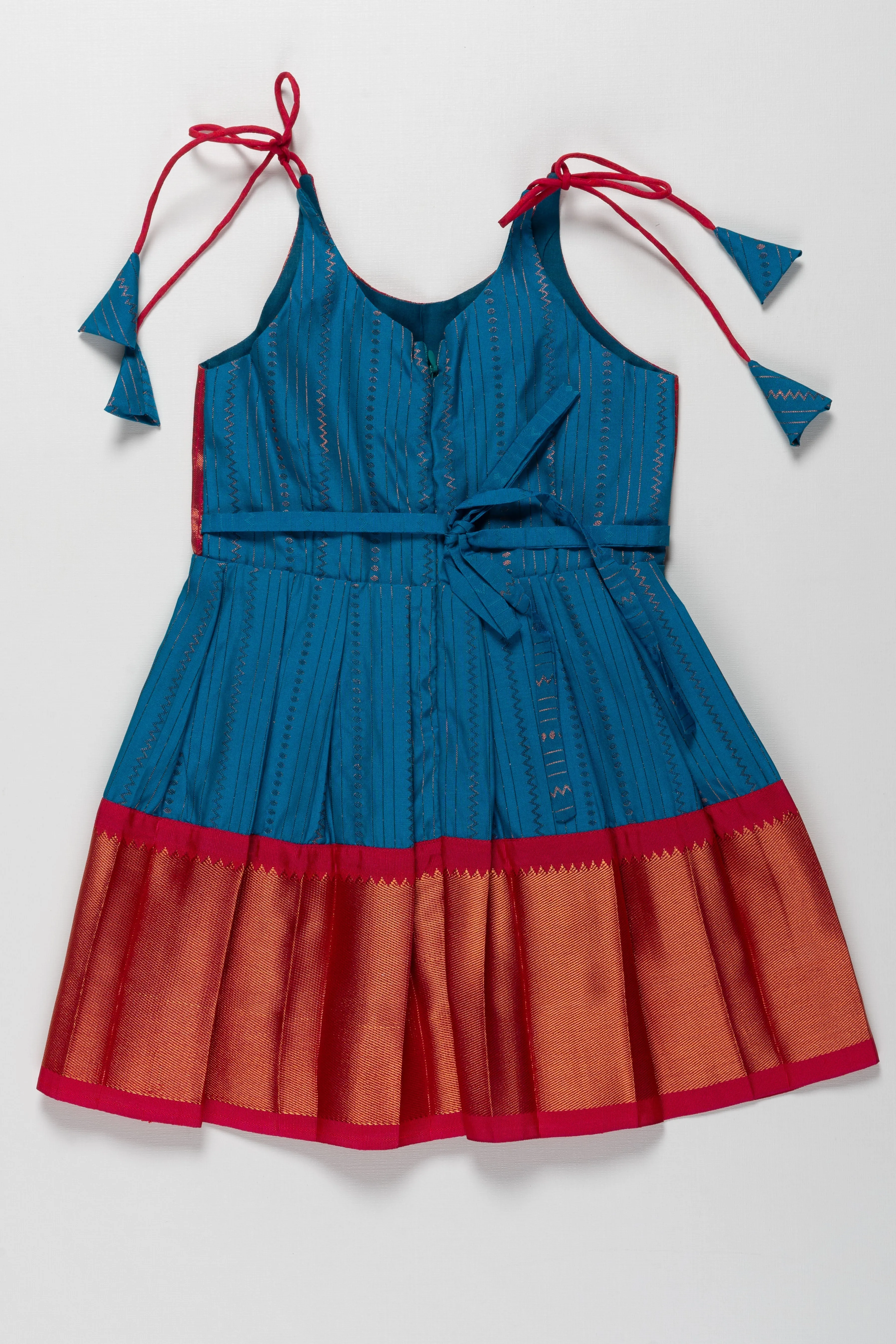 Elegant Banarasi Silk Tie-Up Frock for Temple Visits and Choulam - Pattu Saree Inspired Design
