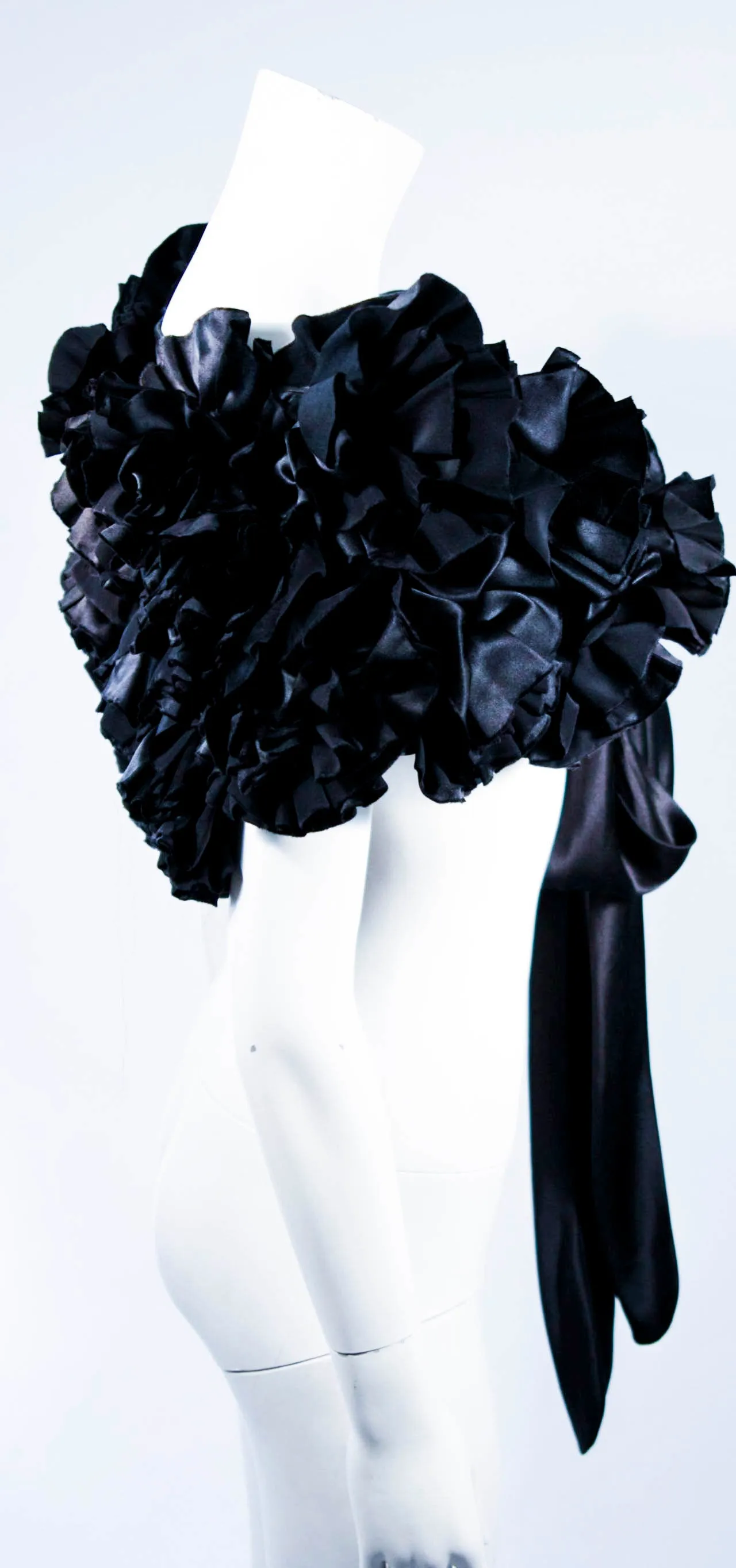 ELIZABETH MASON COUTURE Black Silk "Deconstructed Rose" Wrap