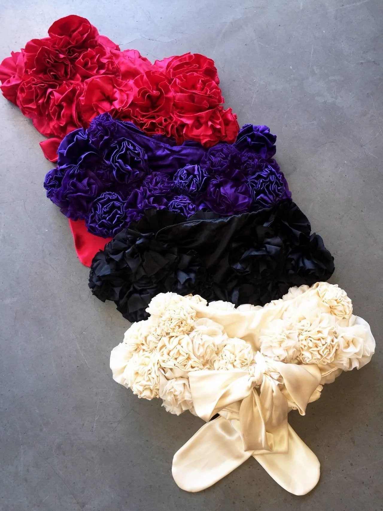 ELIZABETH MASON COUTURE Black Silk "Deconstructed Rose" Wrap