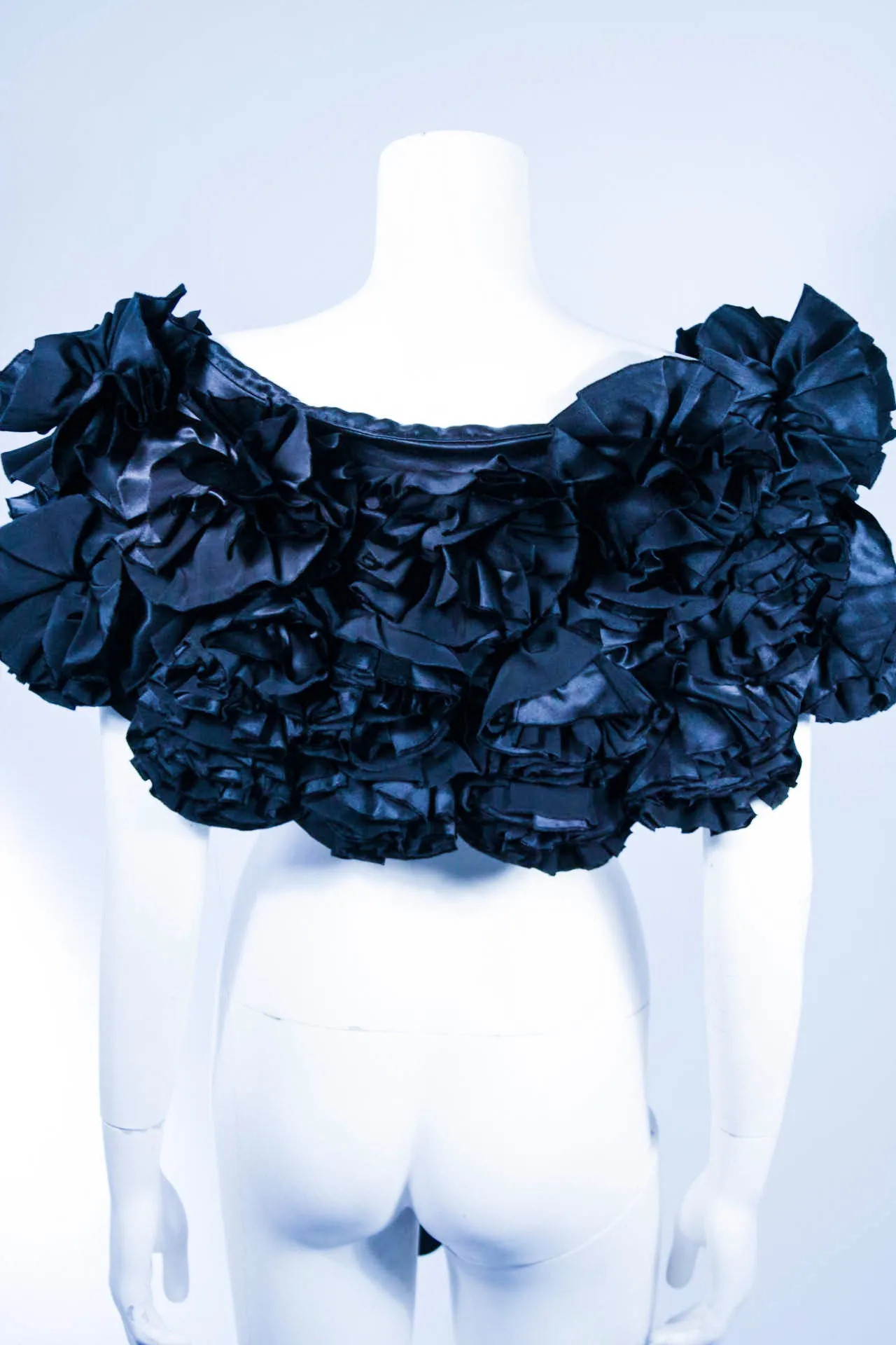 ELIZABETH MASON COUTURE Black Silk "Deconstructed Rose" Wrap